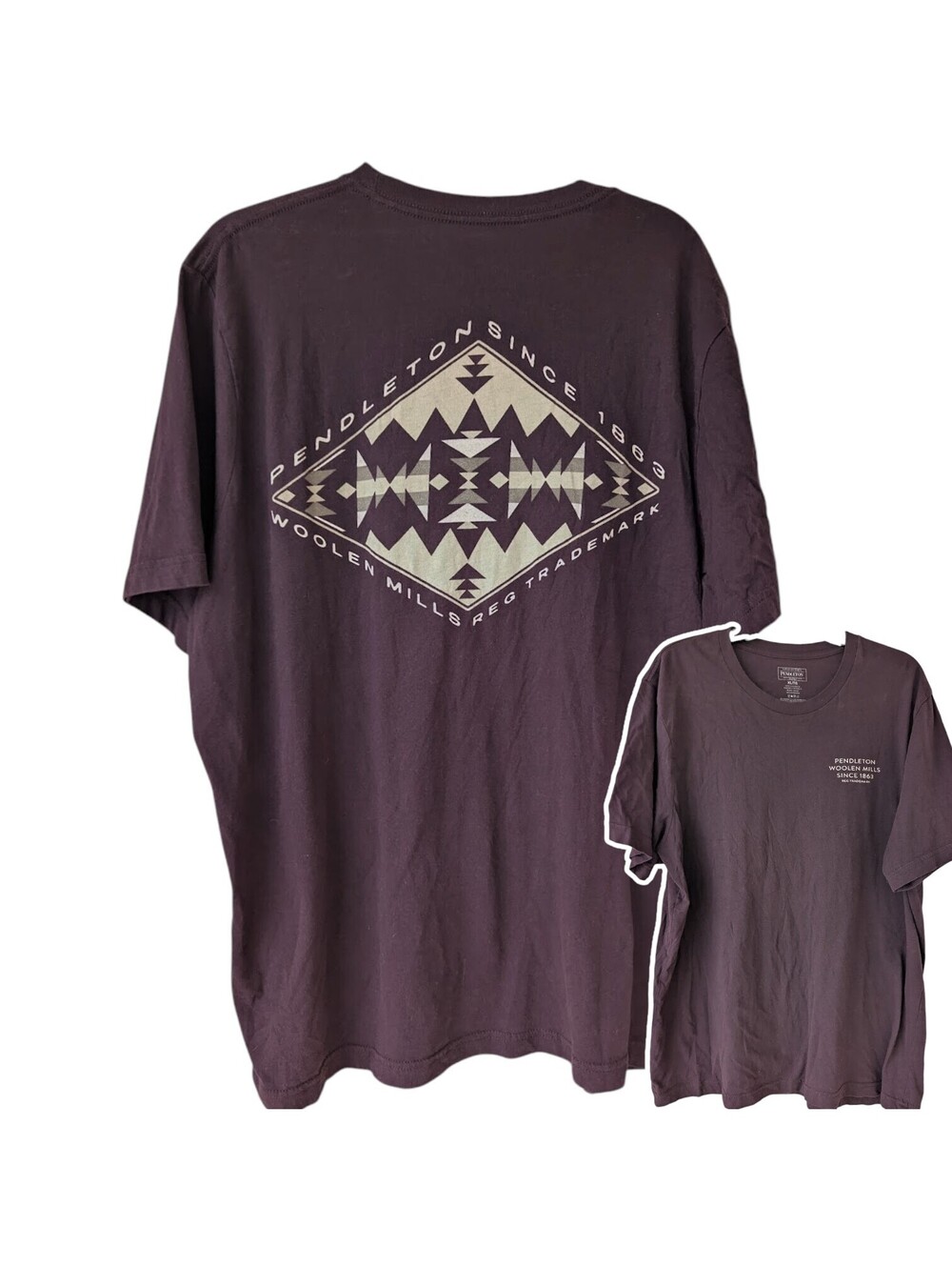 Pendleton Woolen Mills Graphic T-Shirt Mens XL Purple Geometric 24.5x29.5